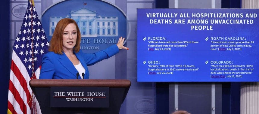 Cover Image for Psaki Points Finger at the Unvaccinated